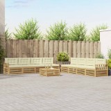 vidaXL Set de canapele de exterior 9 pcs Alb și crem Poliester 3390235