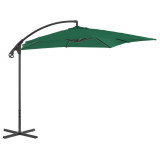 Umbrelă suspendată cu st&acirc;lp din oțel, verde, 250 x 250 cm, vidaXL