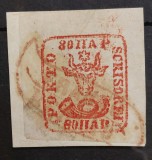 Romania 1858 - Cap de Bour 80 parale pe fragment plic semnat Heimbuchler
