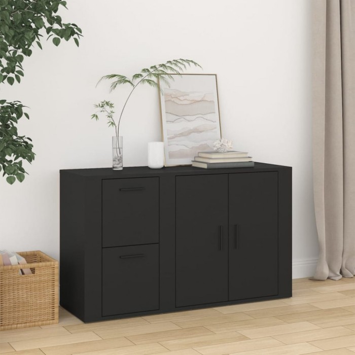 Servantă, negru, 100x33x59,5 cm, lemn compozit