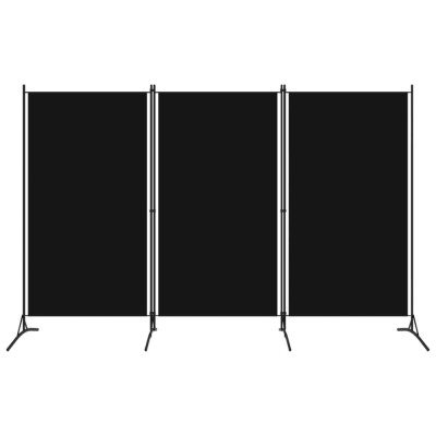 vidaXL Paravan de cameră cu 3 panouri, negru, 260 x 180 cm, textil foto