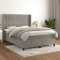 vidaXL Pat box spring cu saltea, gri deschis, 140x200 cm, catifea 3132801