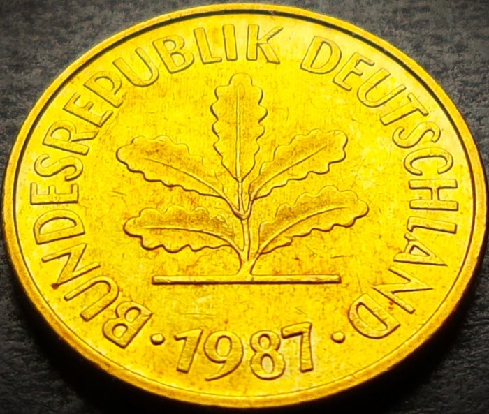 Moneda 5 PFENNIG - RF GERMANIA, anul 1987 J *cod 4266 A