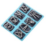 Cumpara ieftin Set 8 piese Puzzle metal IQ anti-stres relaxare gandire model 2