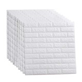 Set 10x Tapet Caramida, Model Piatra Naturala, suprafata acoperire 5.4 mp, autoadeziv, waterproof, usor de montat, design modern, 70x77 cm, alb