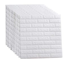 Set 10x Tapet Caramida, Model Piatra Naturala, suprafata acoperire 5.4 mp, autoadeziv, waterproof, usor de montat, design modern, 70x77 cm, alb