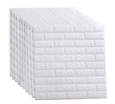 Set 10x Tapet Caramida, Model Piatra Naturala, suprafata acoperire 5.4 mp, autoadeziv, waterproof, usor de montat, design modern, 70x77 cm, alb foto