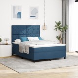 VidaXL Pat cu arcuri cu saltea albastră 140x200 cm țesătură