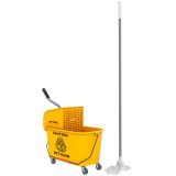 HOMCOM Găleată de spălat pardoseli 20L cu mop, storcător, roți și m&acirc;ner Galben | Aosom Romania