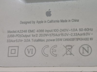 Incarcator Cu cablu usb tip C- Model A2246 EMC4066- Impecabil ORIGINAL APPLE foto