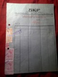 Factura Firma SKF - Rulmenti - Bucuresti , 5 timbre fiscale 1943