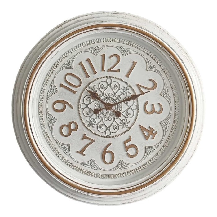 Ceas de perete Alicce Inart &icirc;n ton alb antic și auriu D58,2x5,6cm