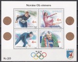 Norvegia 1990 - Jocurile Olimpice de iarnă -Medaliați cu aur norvegieni,Bloc,MNH, Nestampilat