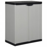 vidaXL Dulap Depozitare Gradina Gri/Negru 68x40x85cm, 1 Raft, PVC, Incuietoare, Mobilier Exterior