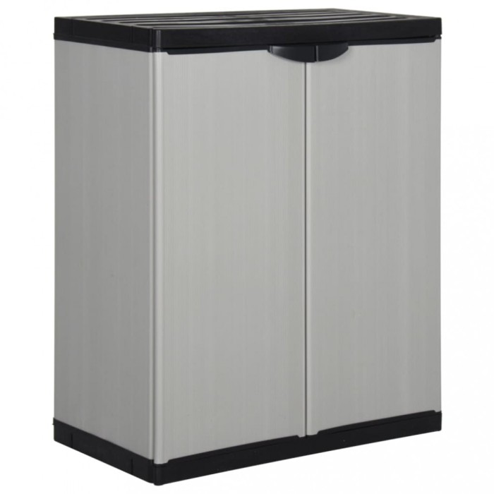 vidaXL Dulap de depozitare grădină, cu 1 raft, gri/negru, 68x40x85 cm 340981