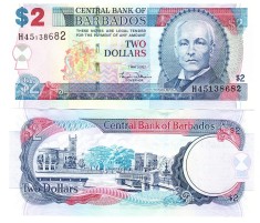 Barbados 2 Dollars 2007 P-66b UNC