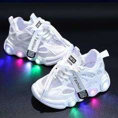 Adidasi albi cu luminite - Lorena (Marime Disponibila: Marimea 28)