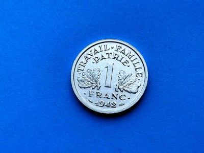1 Franc 1942 Franta-AUNC-in realitate arata bine! foto