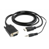 CABLU video GEMBIRD splitter HDMI (T) la VGA (T) + Jack 3.5mm (T) 1.8m rezolutie maxima 1920x1080 la 60Hz converteste semnal digital HDMI in analog VG