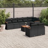 Cumpara ieftin Gossi set mobilier de gradina cu perne, 9 piese, negru, poliratan