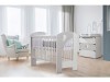 Set mobilier bebelusi Klups NEL HEART alb-gri cu patut, comoda si saltea
