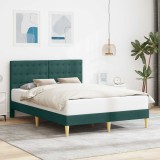 vidaXL Cadru de pat cu headboard Verde &icirc;nchis 160 x 200 cm Țesătură 42027806