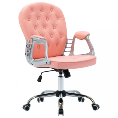 Scaun de birou pivotant, roz, piele ecologică foto