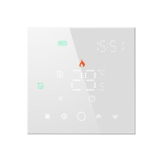 Termostat Techstar? Smart TH-10W, Wireless, 16A, 3500W, Google Home, Alexa, Tuya, Senzor Pardoseala, Alb foto