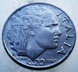 1.863 ITALIA WWII VITTORIO EMANUELE III 20 CENTESIMI 1940 R NEMAGNETIC, Europa