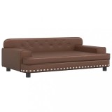 Cumpara ieftin Pat de caini, maro, 90x53x30 cm, piele ecologica