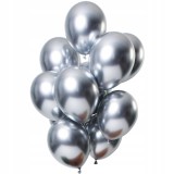Set 10 baloane din latex chrome, flippy, model party, 13 cm, silver, 1 g