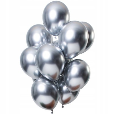 Set 10 baloane din latex chrome, flippy, model party, 13 cm, silver, 1 g foto