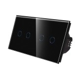 Intrerupator Dublu Touch Luxion LX-ST-201/201-B Negru Sticla Montaj Incastrat 2 Module