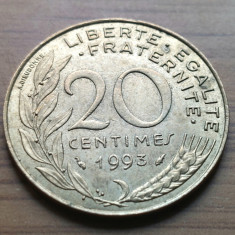 Moneda Franta 20 Centimes 1993 -Luciu de batere