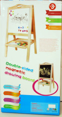 Tabla lemn cu 2 fete cu litere si cifre magnetice - jucarie creativ educativa foto
