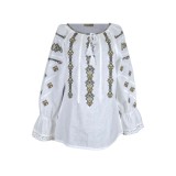 Bluza dama tip ie 124, alb/maro inchis , marimea M