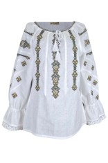 Bluza dama tip ie 124, alb/maro inchis , marimea 3XL