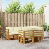 vidaXL Seturi de canapele 7 pcs Natural și Crem Lemn Solid de Acacia 3374950