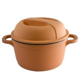 Vas ceramic cu capac Pierra, Berghoff, 16 cm, 1,4 l, Maro, 05027