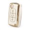 Husa Cheie Briceag Peugeot 407, CITROEN C4,C5 , 3 Butoane, Tpu, Alb cu contur auriu AutoProtect KeyCars
