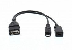 Cablu adaptor OTG USB mama - micro USB tata mama Well foto