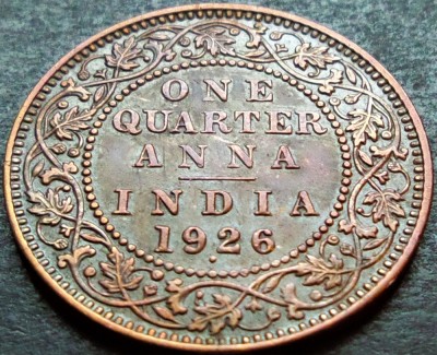 Moneda istorica ONE QUARTER - INDIA, anul 1926 * cod 48 B foto