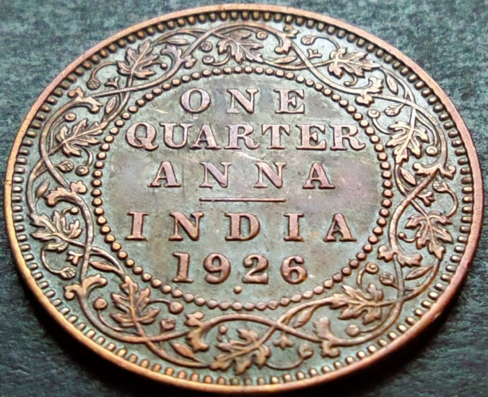 Moneda istorica ONE QUARTER - INDIA, anul 1926 * cod 48 B