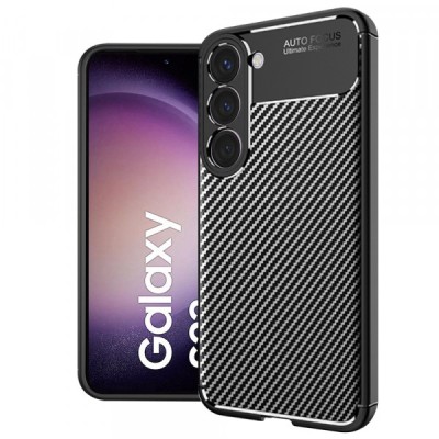 Husa pentru Samsung Galaxy S23 S911, Techsuit, CarbonFiber, Neagra foto