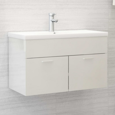 vidaXL Dulap cu chiuvetă &amp;icirc;ncorporată, alb extralucios, lemn prelucrat 3071285 foto