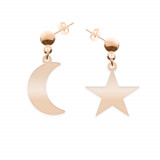 Luna - Cercei personalizati semiluna si stea cu tija din argint 925 placat cu aur roz