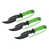 Cumpara ieftin Set trei cutite de aruncare, verde, 19 cm , otel , husa inclusa