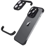 Husa metalica edgeless compatibila cu iphone 15 pro, flippy, protectie pentru colturi si camera, aliaj, antisoc, antizgariere, negru metalizat