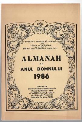 Almanah pe anul domnului 1986, preot M. Domitriu, Ep. Ort. Rom. Europa Occident foto