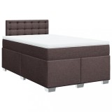 Cumpara ieftin Pat box spring cu saltea, maro inchis, 120x200 cm, textil